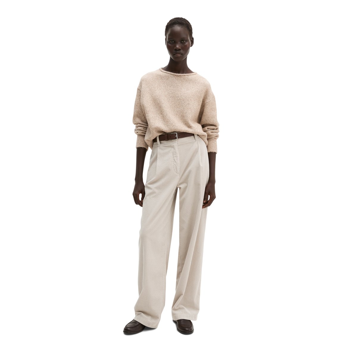 Pull ample en un mélange douillet de coton bio et de laine d'alpaga marron, MARC O'POLO