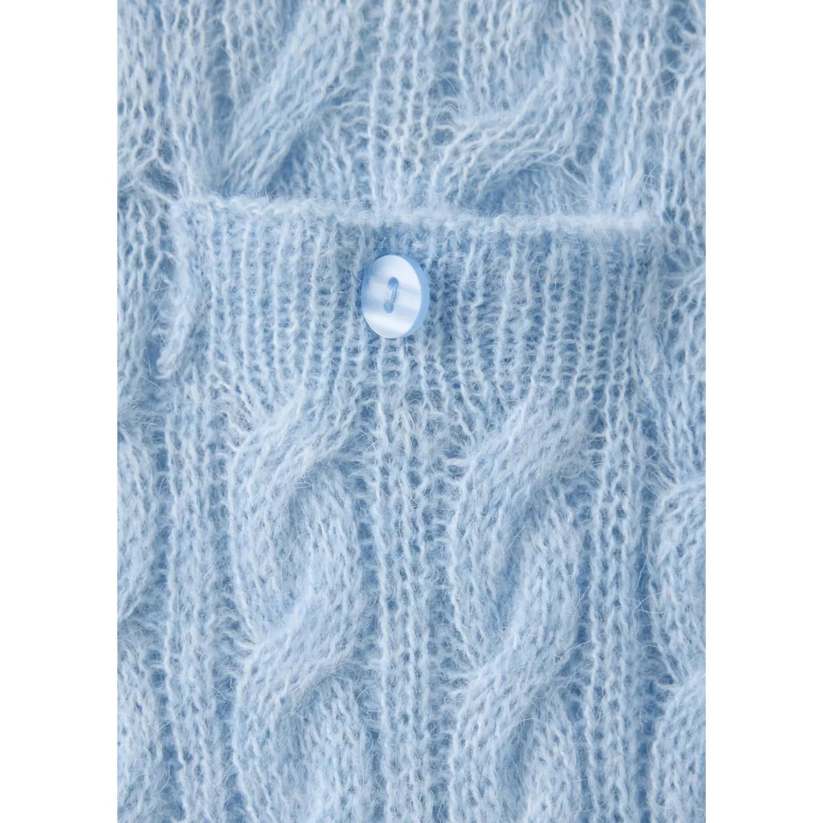Pull tressé col polo bleu ciel, MANGO