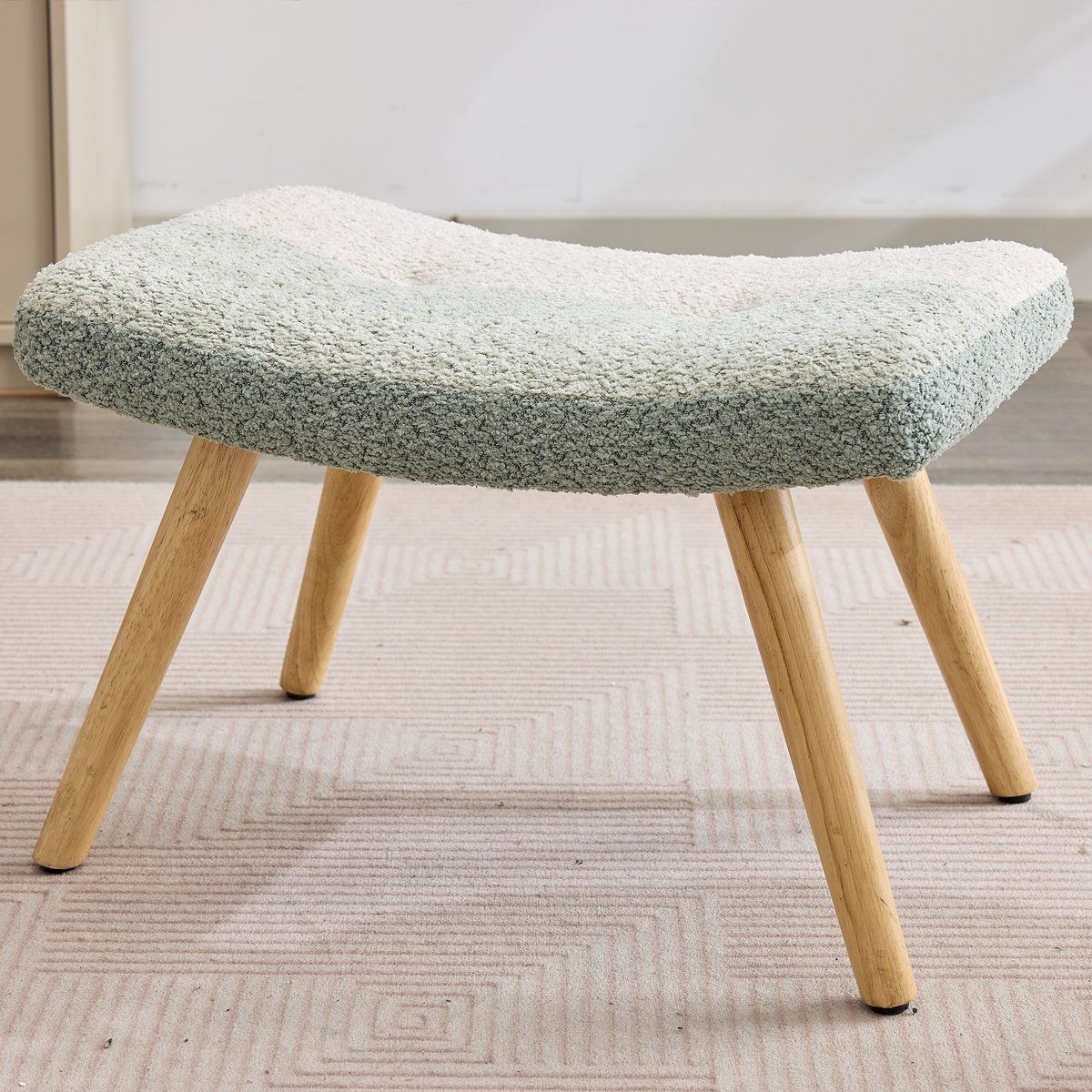 Fauteuil à bascule tissu bouclette style scandinave, NEWFUNKELA aqua, MEUBLES COSY
