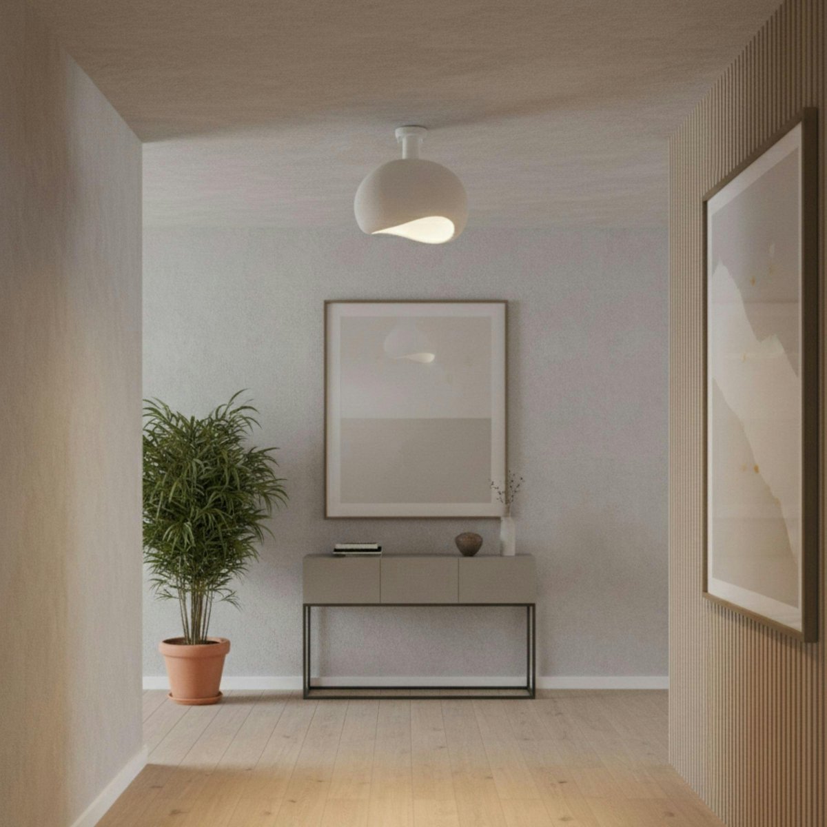Plafonnier blanc design organique 34 cm NOXIS blanc, PIER IMPORT
