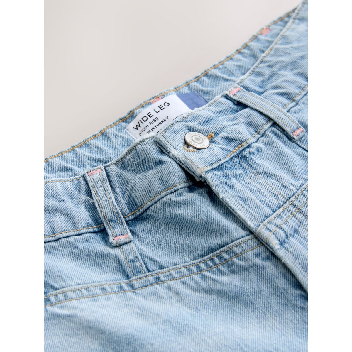 Jean large à taille haute bleu moyen, NEXT