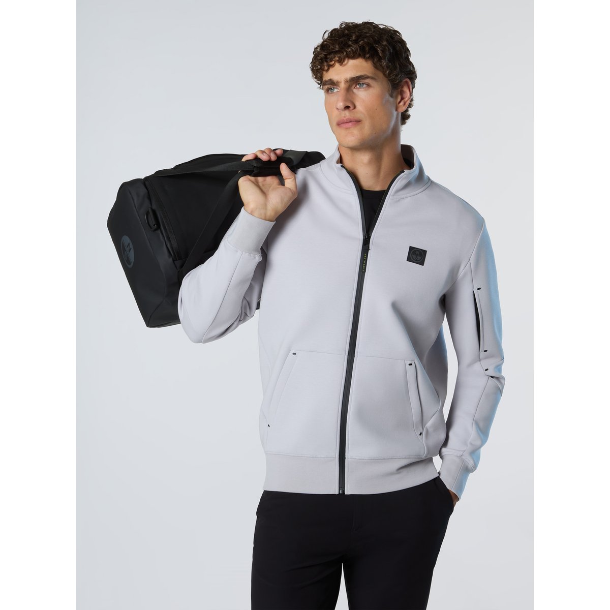 Sweat-shirt zippé en tissu de plongée blanc, NORTH SAILS