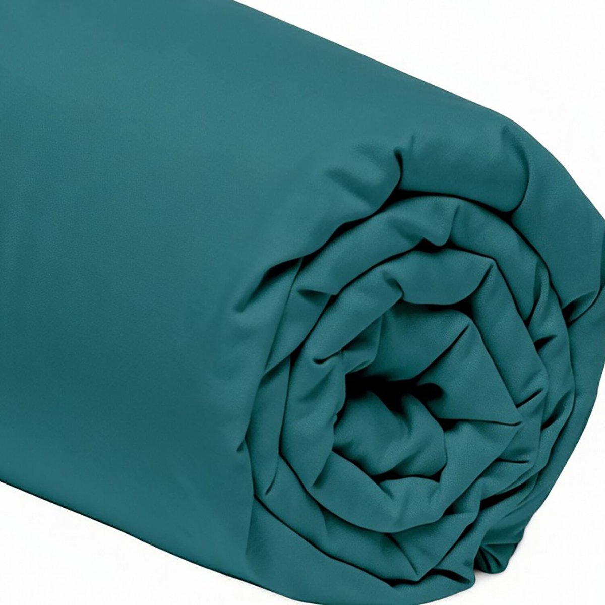 Drap housse en percale de coton uni, MURA emeraude, C DESIGN HOME TEXTILE