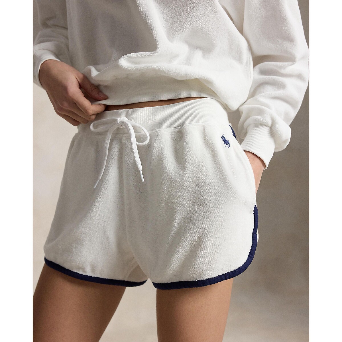 Short en éponge à taille élastiquée blanc, POLO RALPH LAUREN