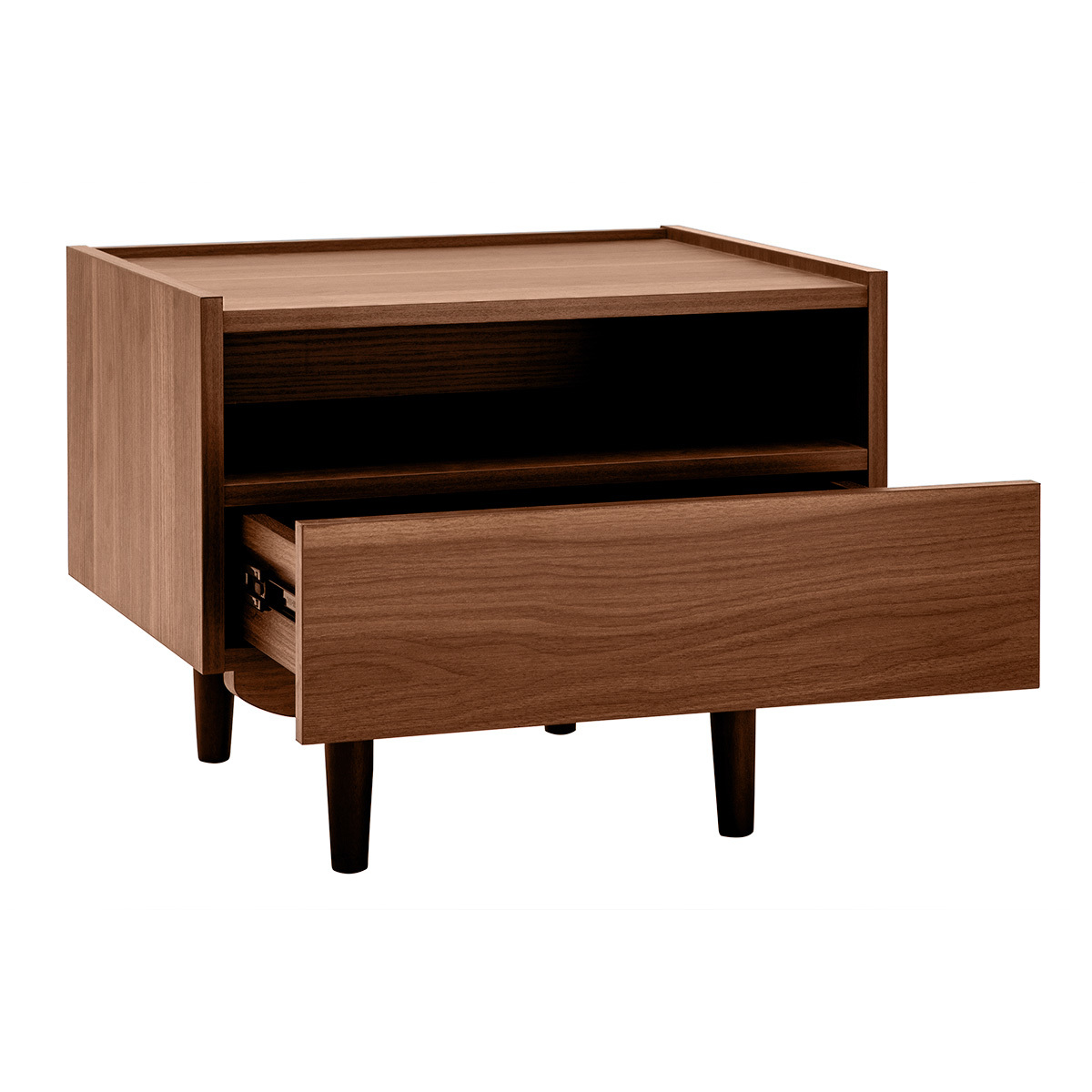 Table de chevet avec rangements finition bois foncé noyer SANAA noyer, MILIBOO