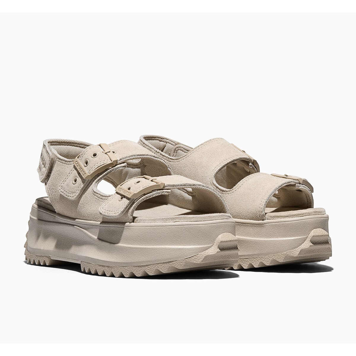 Sandales en cuir talon compensé beige, CONVERSE