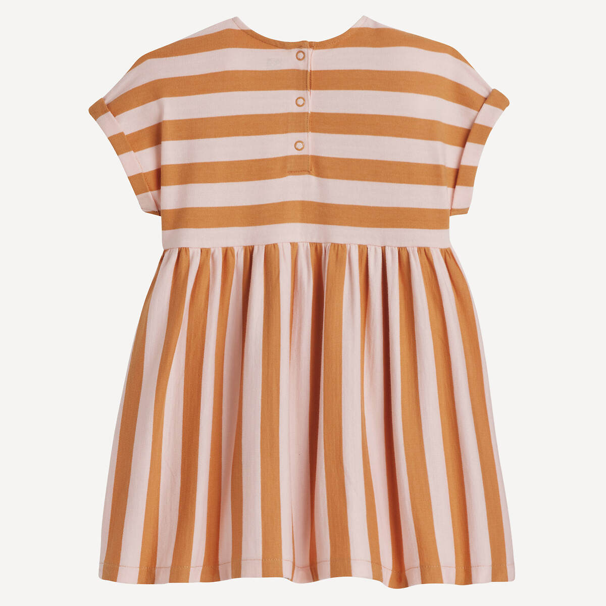 Robe rayée à manches courtes rose/camel, LA REDOUTE COLLECTIONS