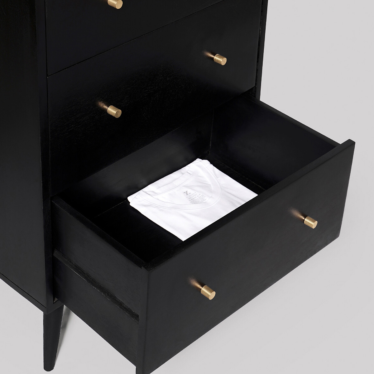 Fresco Mango Wood 5 Drawer Chest Of Drawers black, SWOON