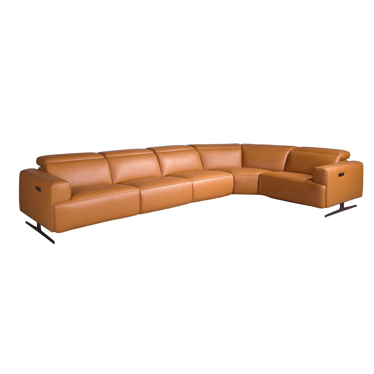 Canapé d'angle relax en cuir avec angle gauche marron | noir, ANGEL CERDA