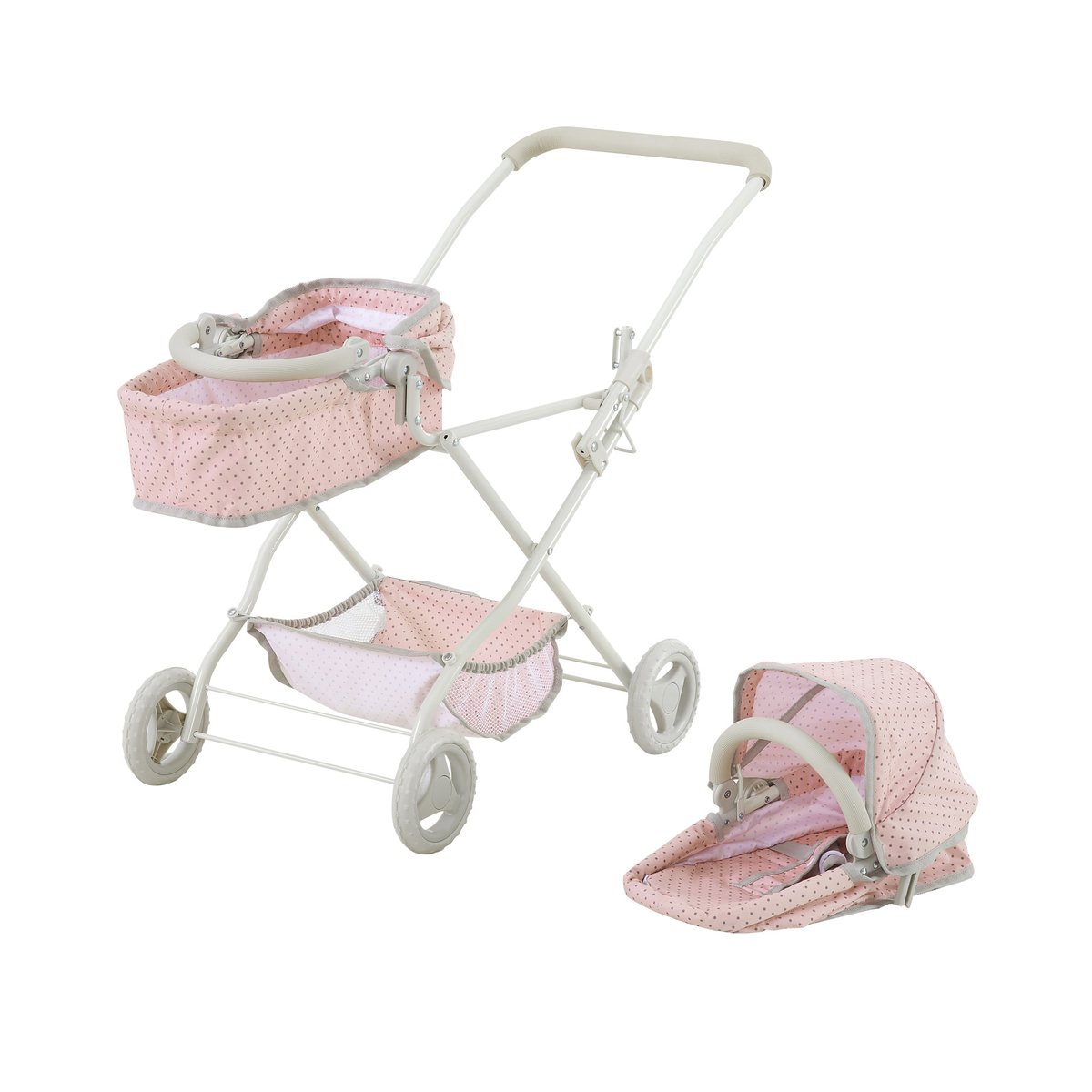 Poussette double poupée 2-en-1, Rose rose, TEAMSON KIDS