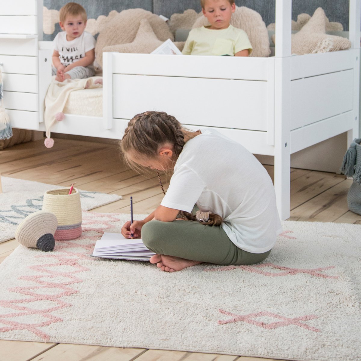 Tapis Rectangulaire en coton ATLAS beige rose, LORENA CANALS