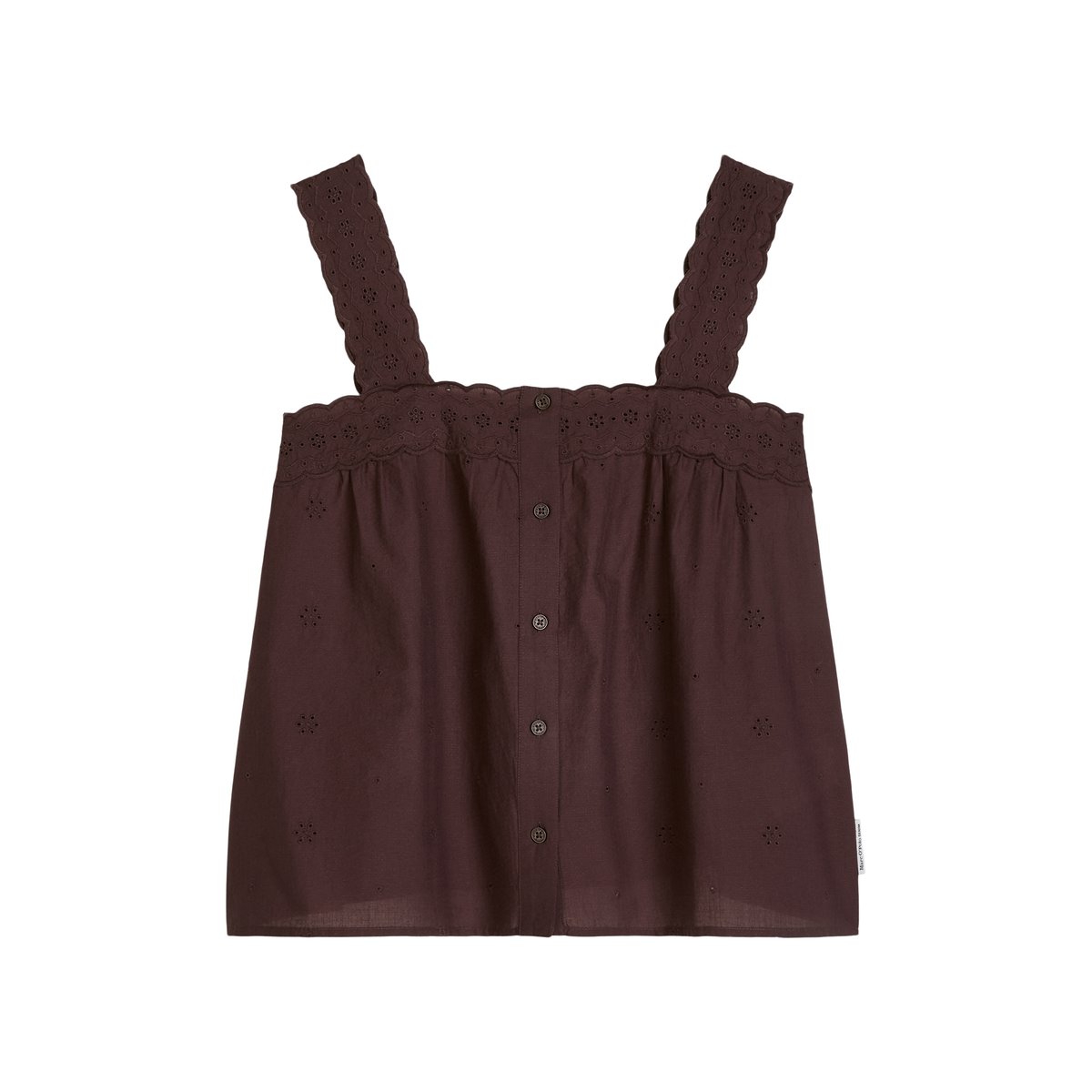 Haut Broderie-Anglaise régulier en pur coton bio rouge foncé, MARC O’POLO DENIM
