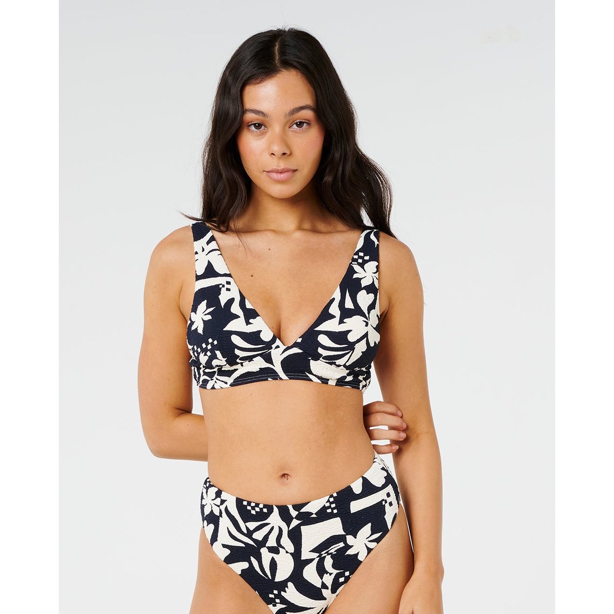 Haut de maillot de bain Deep V Topanga Geo noir, RIP CURL