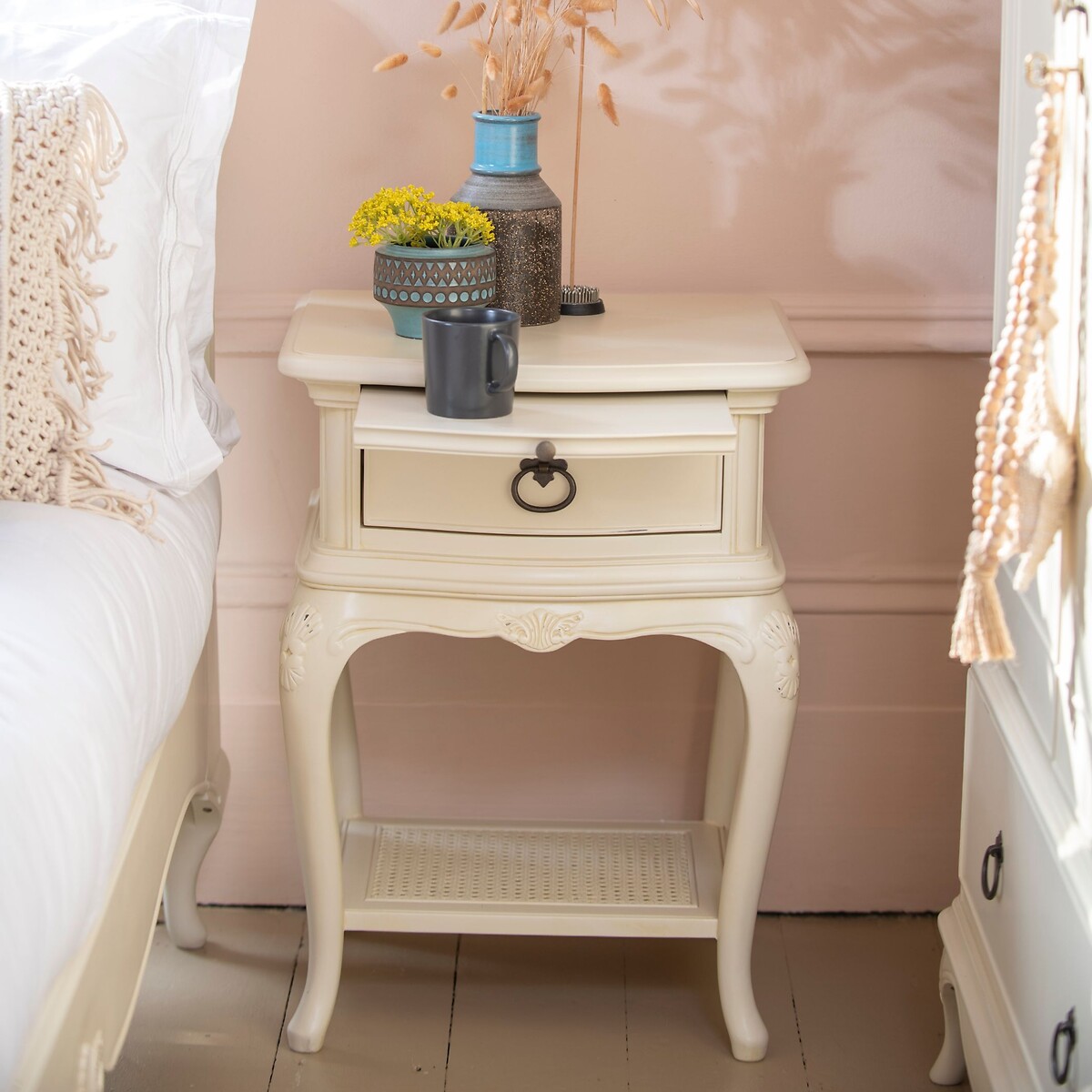 Ivory French-Vintage 1 Drawer Bedside Chest ivory, WILLIS & GAMBIER