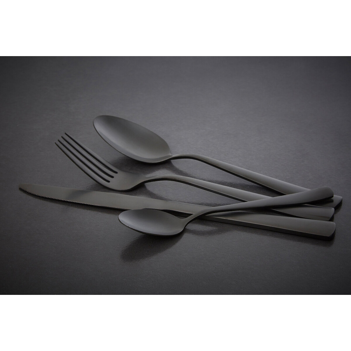 16-Piece Black Stainless Steel Cutlery Set black, SO'HOME