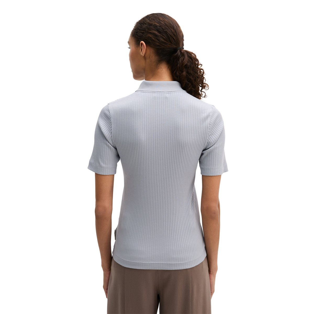 Polo à côtes slim avec TENCEL™ Modal gris, MARC O'POLO