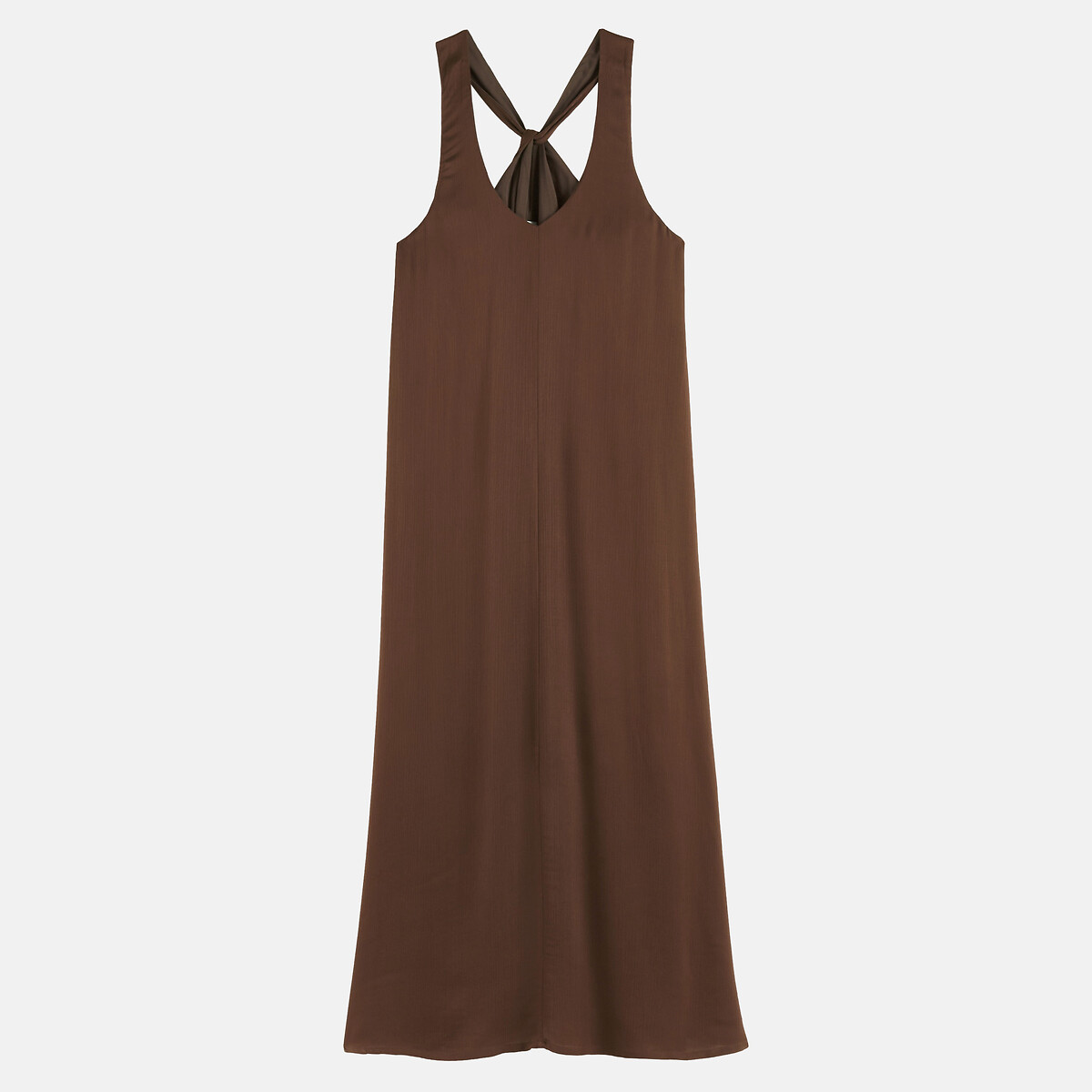 Robe longue évasée col V sans manches marron, LA REDOUTE COLLECTIONS