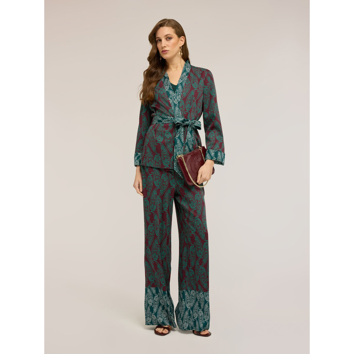 Pantalon palazzo imprimé vert, MOTIVI