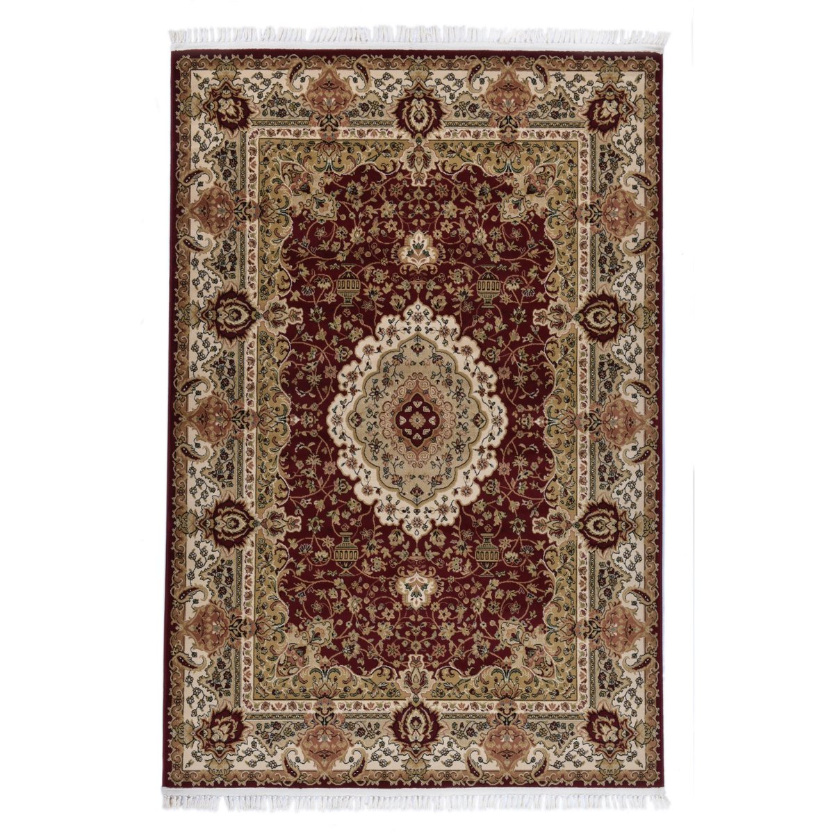 Tapis d'orient tissé machine franges - ILARIA rouge, GINO FALCONE