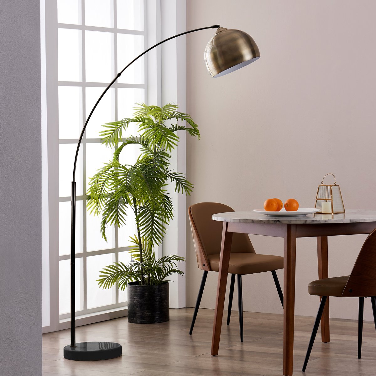 Lampadaire Intérieur Arc Métal avec base marbre, ARQUER bronze, TEAMSON HOME