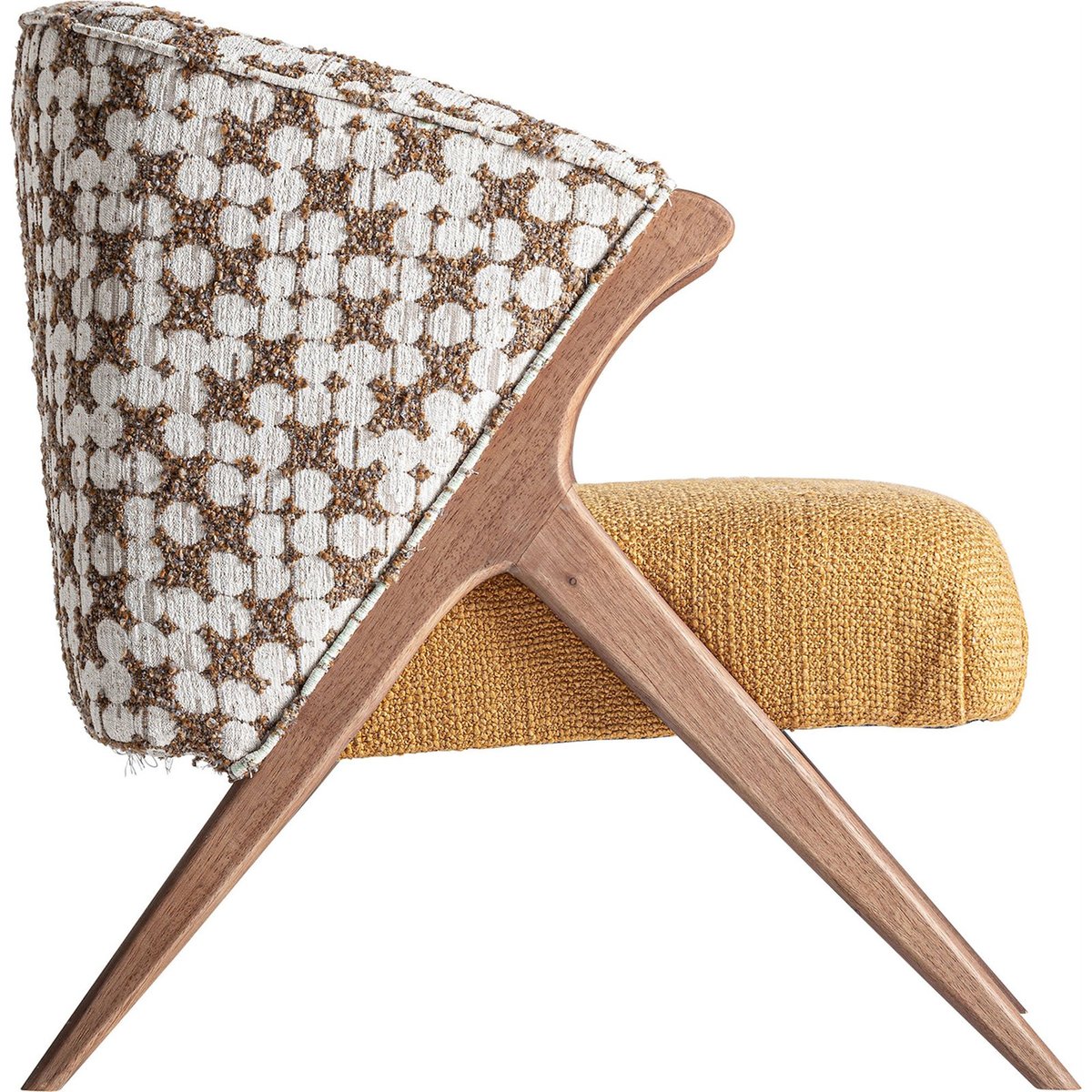 Fauteuil classique en bois d'hévéa ocre marbré chaleureux, RECOLLECTION