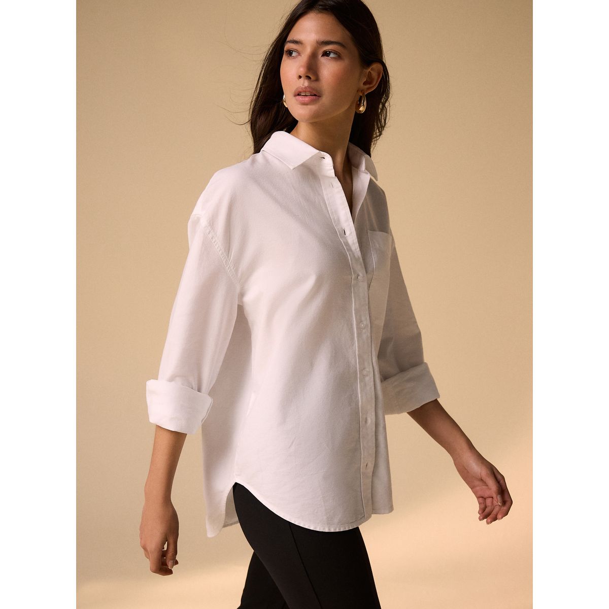Chemise décontractée manches longues en coton blanc, NEXT