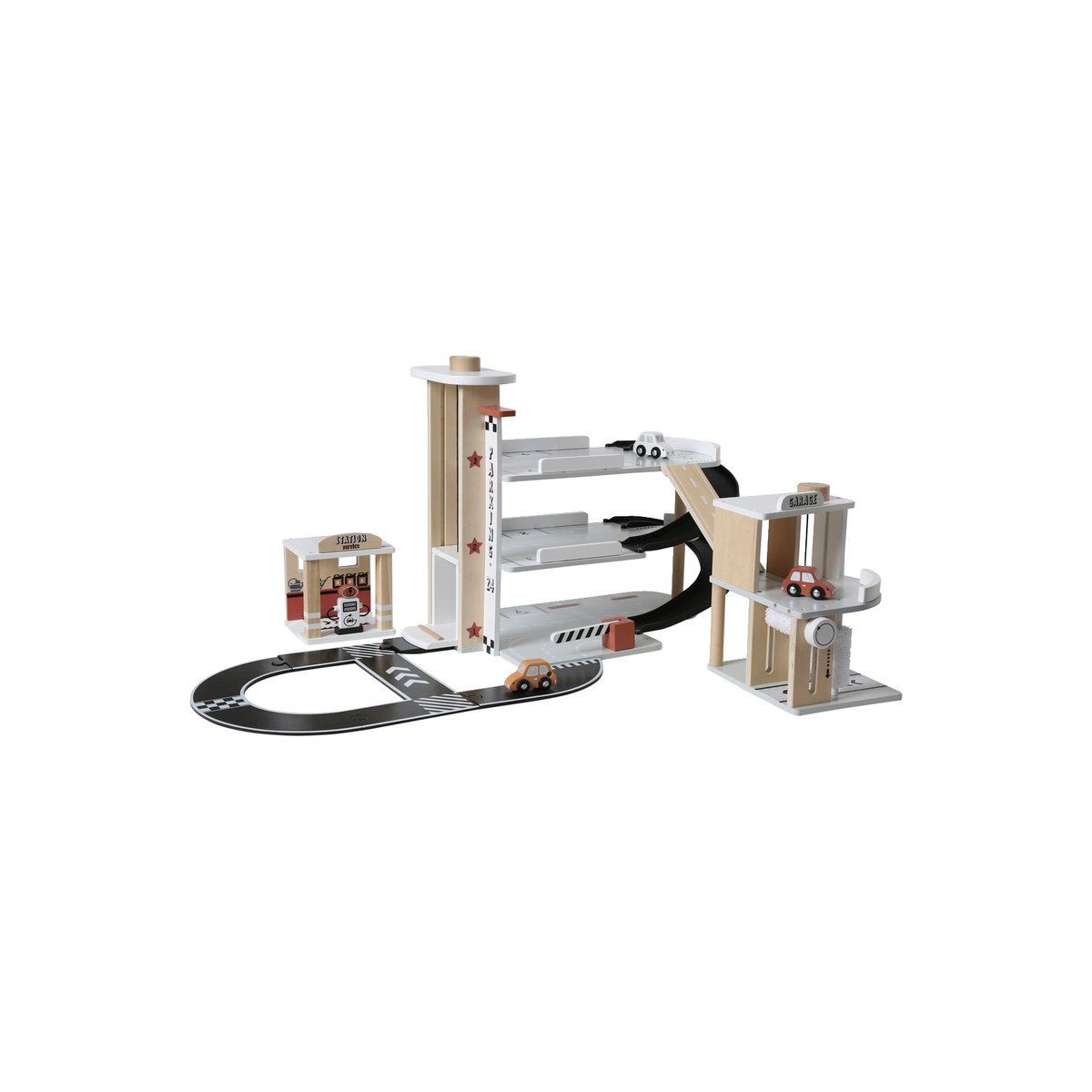 Garage station + service en bois multicolore, VERTBAUDET