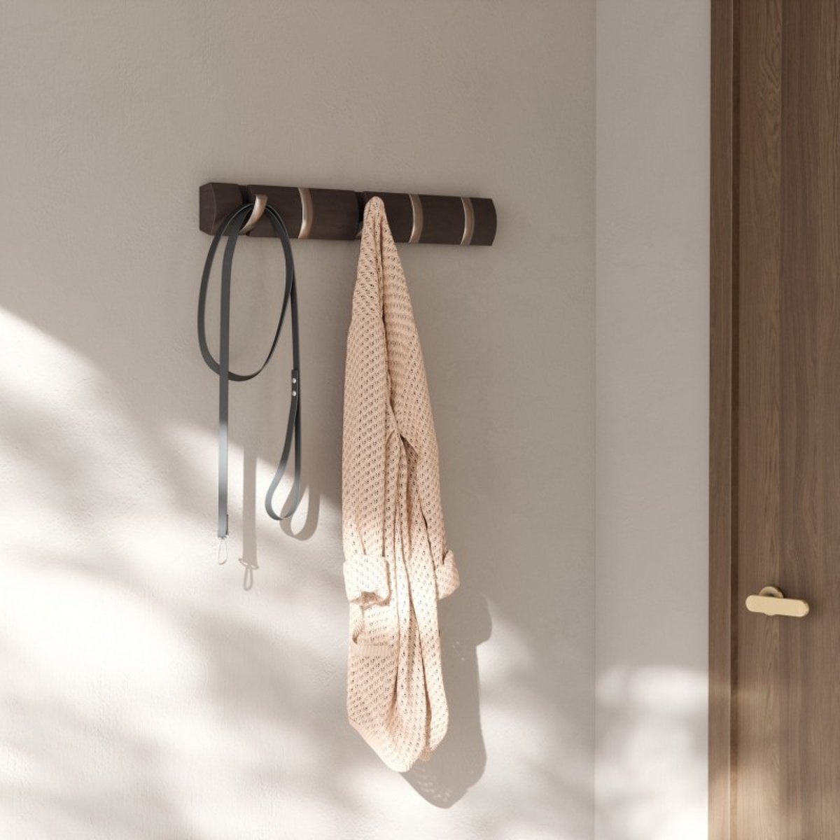 Portemanteau mural bois  FLIP bois flotté foncé, UMBRA