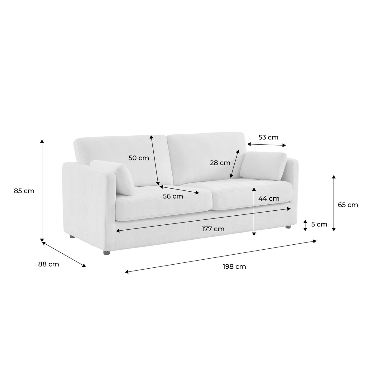 Housse en tissu pour canapé 2 places Neo NEO blanc, SWEEEK