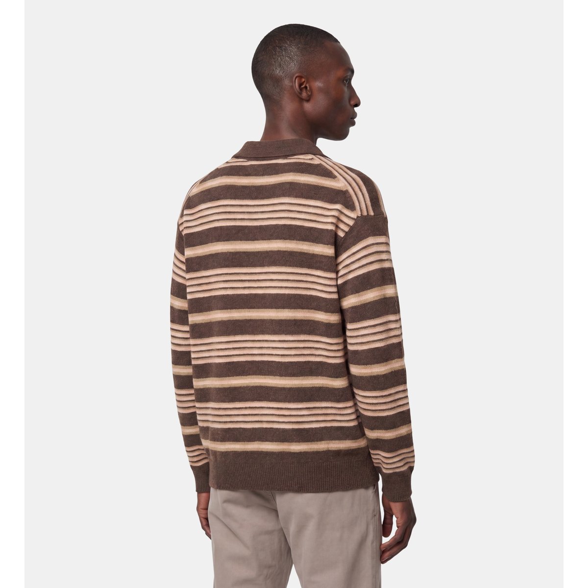 Pull polo droit tugby maille douce marron et beige, GALERIES LAFAYETTE