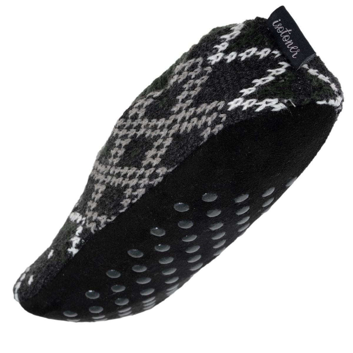 Chaussettes d'intérieur maille fourrées - semelle à picots antidérapants gris, ISOTONER