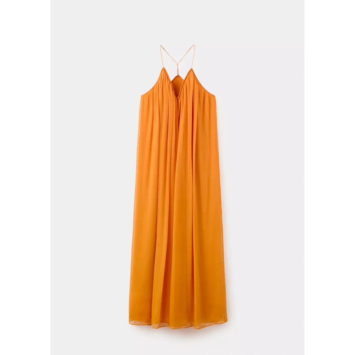 Robe en gase à décolleté en V orange, MANGO