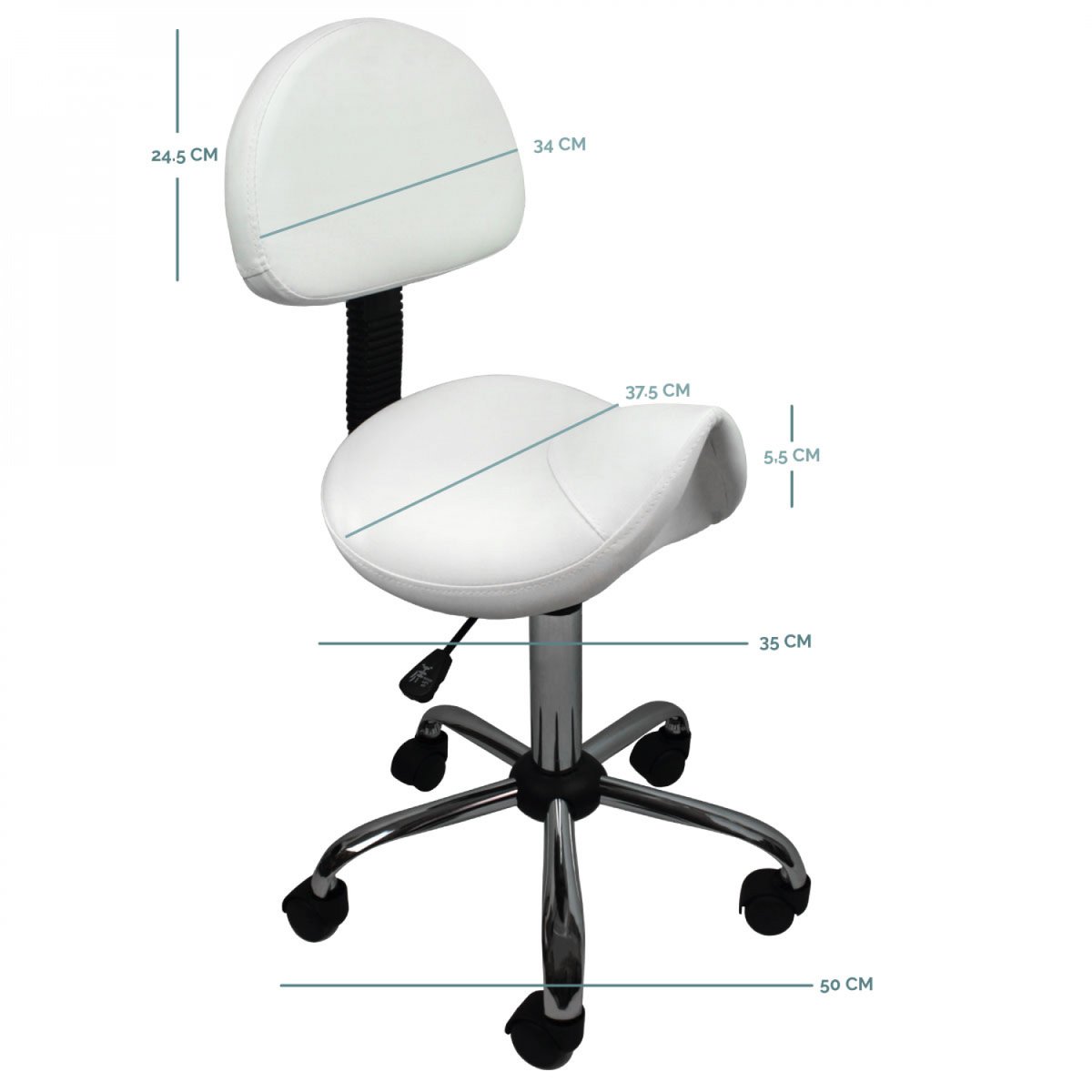 Tabouret ergonomique avec dossier blanc, VIVEZEN
