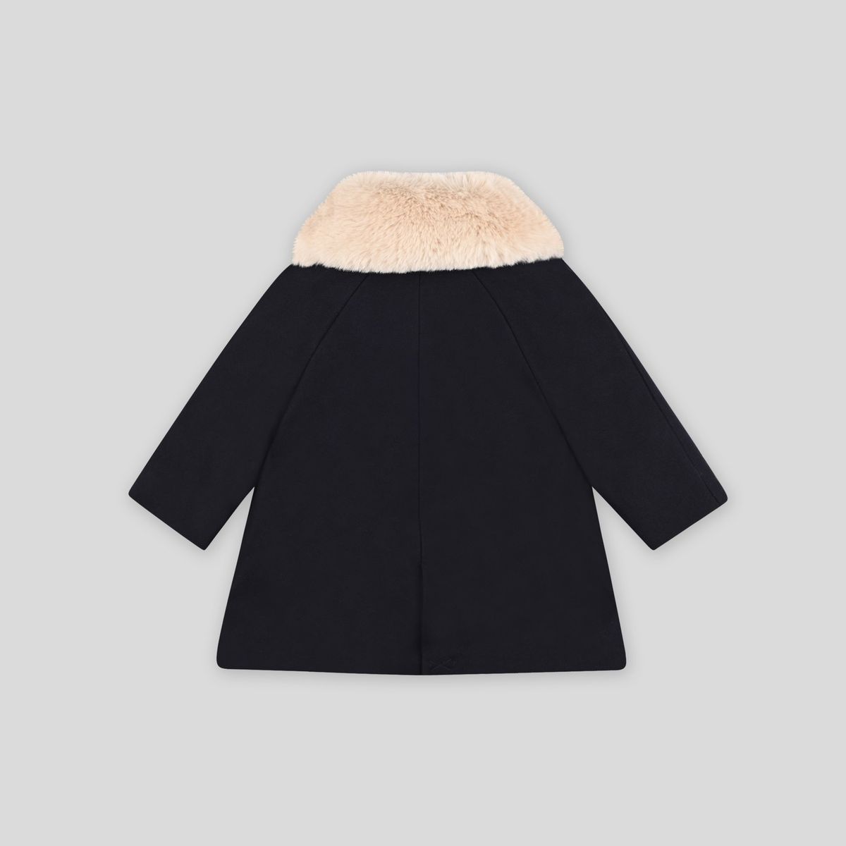 Manteau en laine uni avec col amovible en imitation fourrure nuit bebe, MONOPRIX