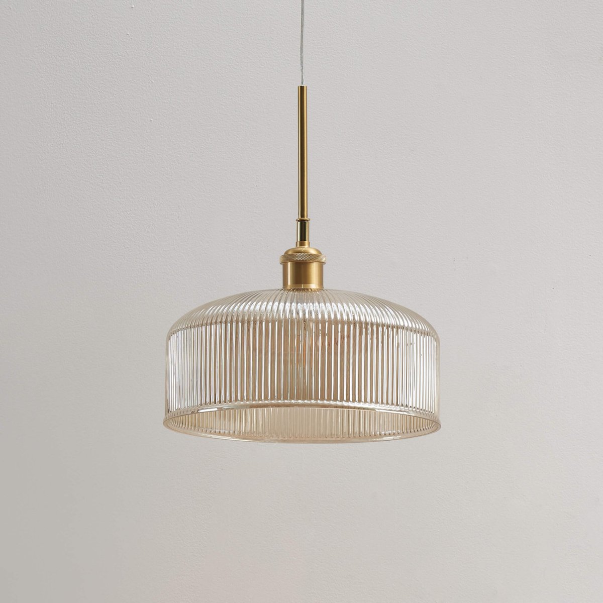 Suspension verre nervuré rétro - AURÉLINE ambré et laiton, KOSILUM