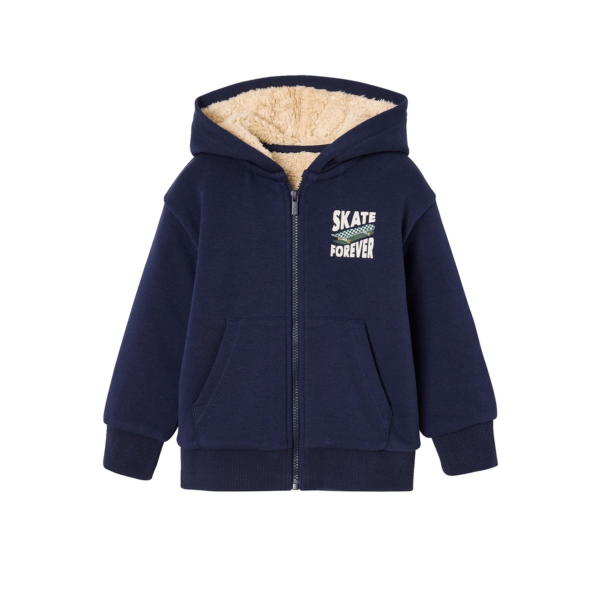 Sweat zippé à capuche marine, VERTBAUDET