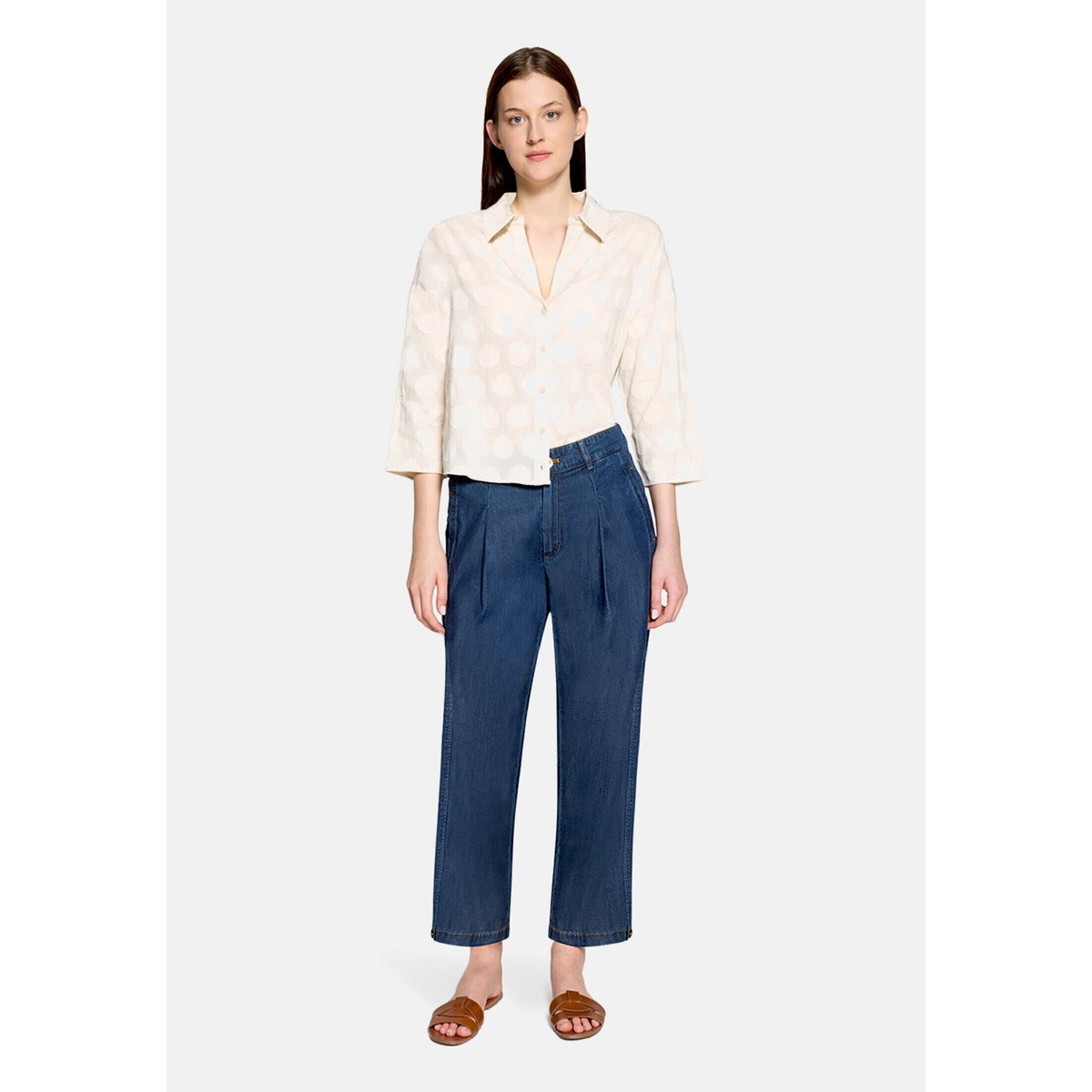 Chemisier oversize à col silky beige, CARTOON