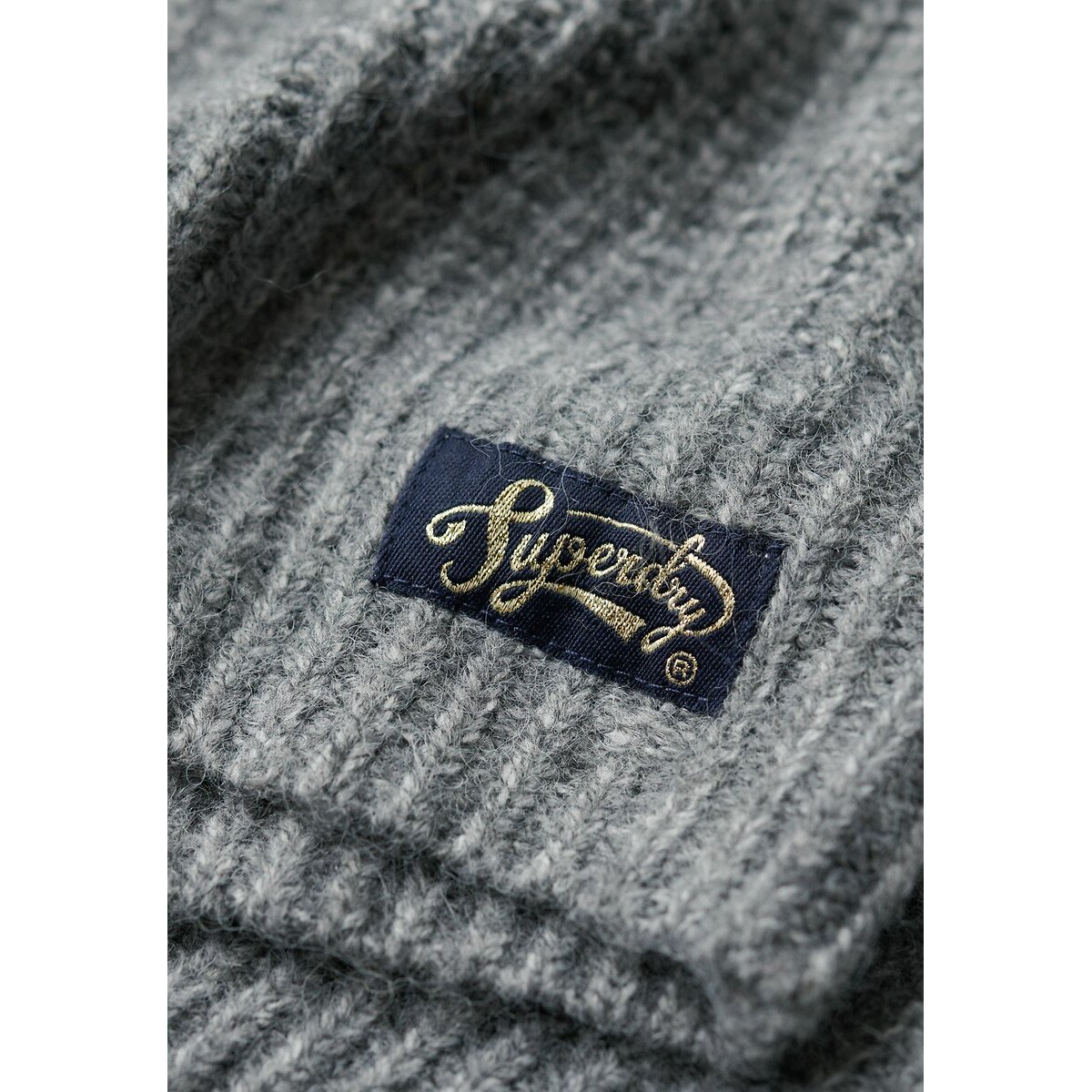 Pull camionneur Essential Zip Neck gris anthracite, SUPERDRY
