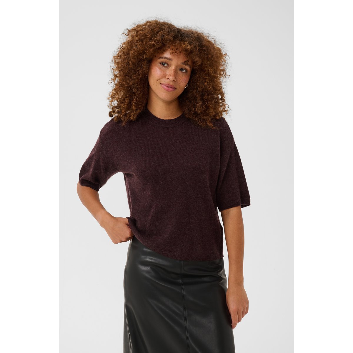 Pullover tricoté marron fudge melange, KAFFE