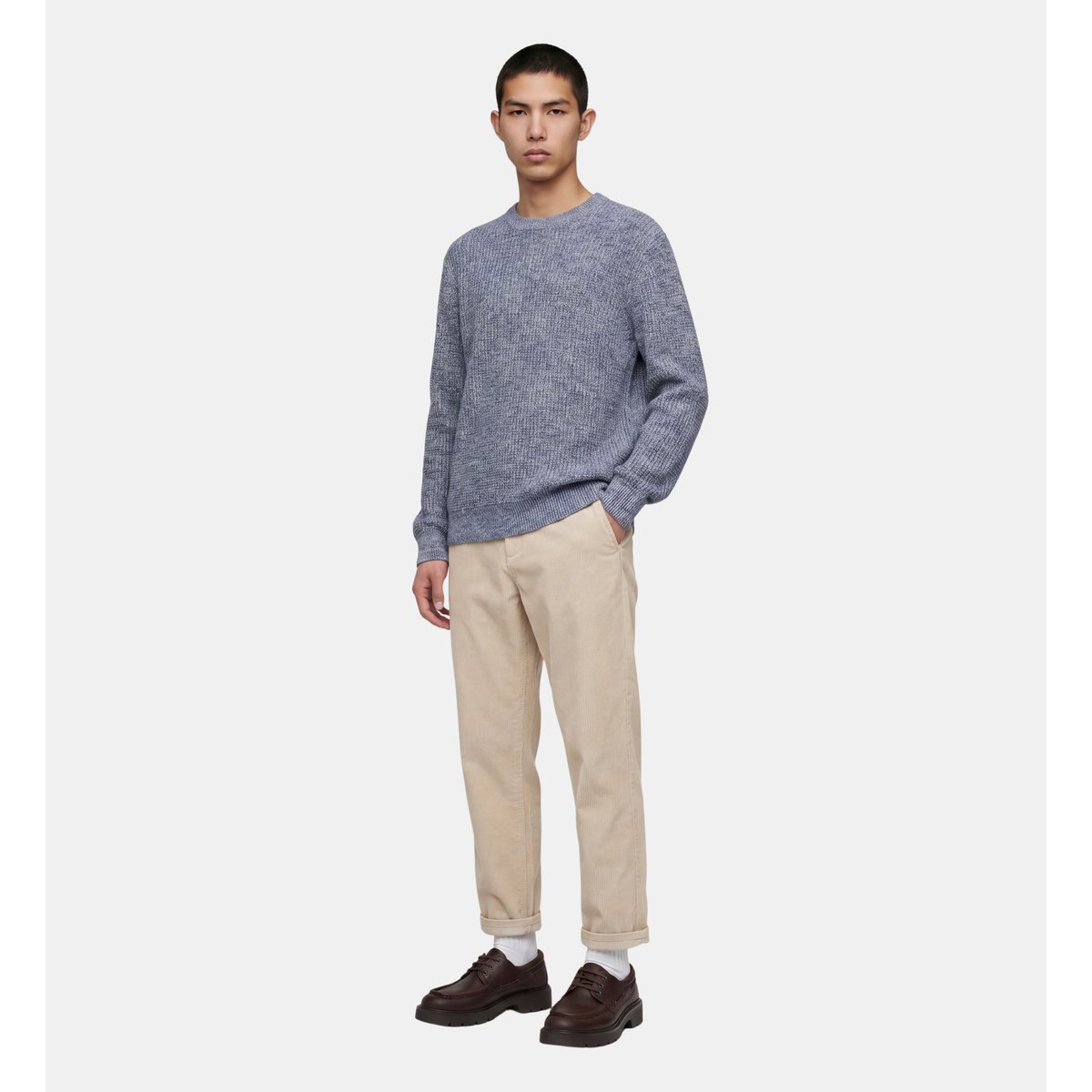 Pull droit touline maille moulinée coton bleu, GALERIES LAFAYETTE