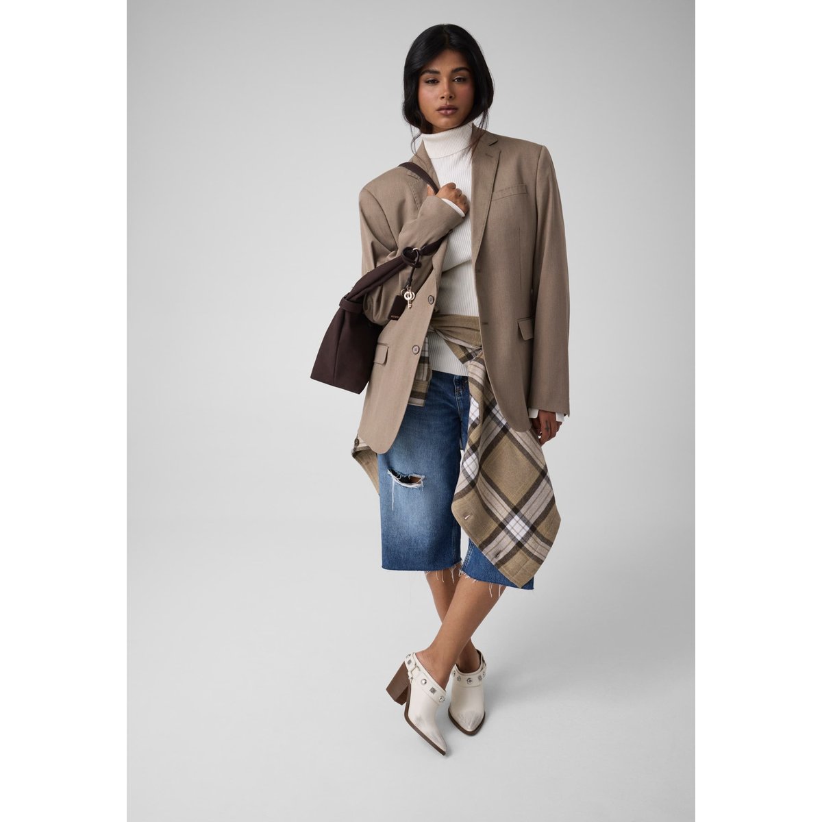 Bottes En Cuir Véritable Sashlin blanc, GUESS