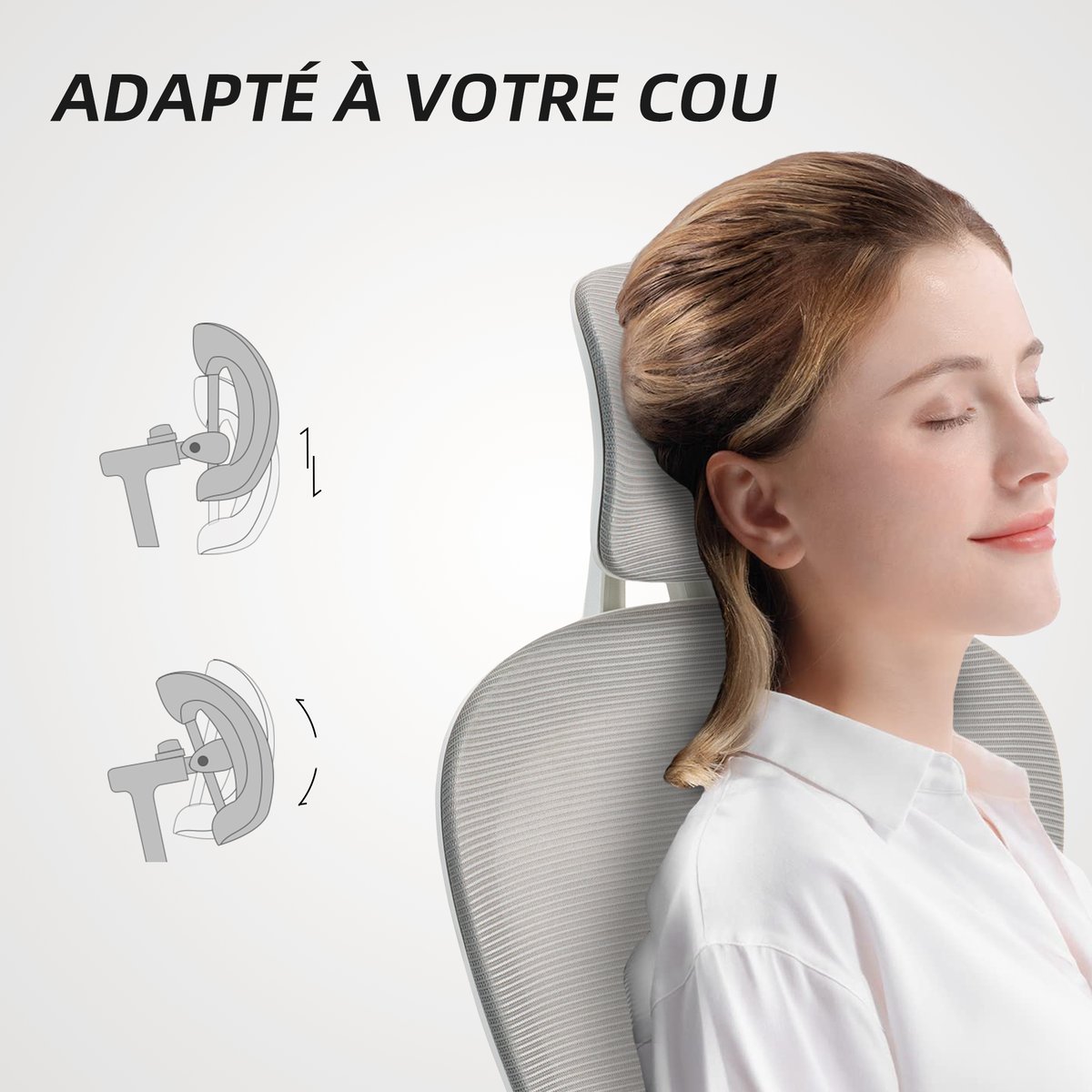 Chaise de bureau Maille (100 % polyester) gris, blanc, HOMCOM