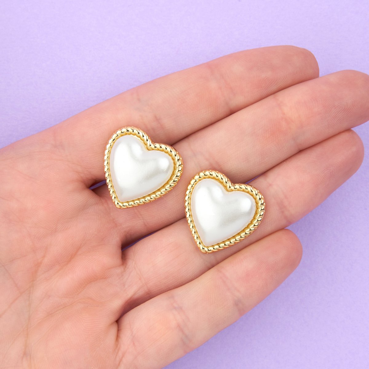 Boucles d'oreilles CŒUR blanc perlé, COUCOU SUZETTE