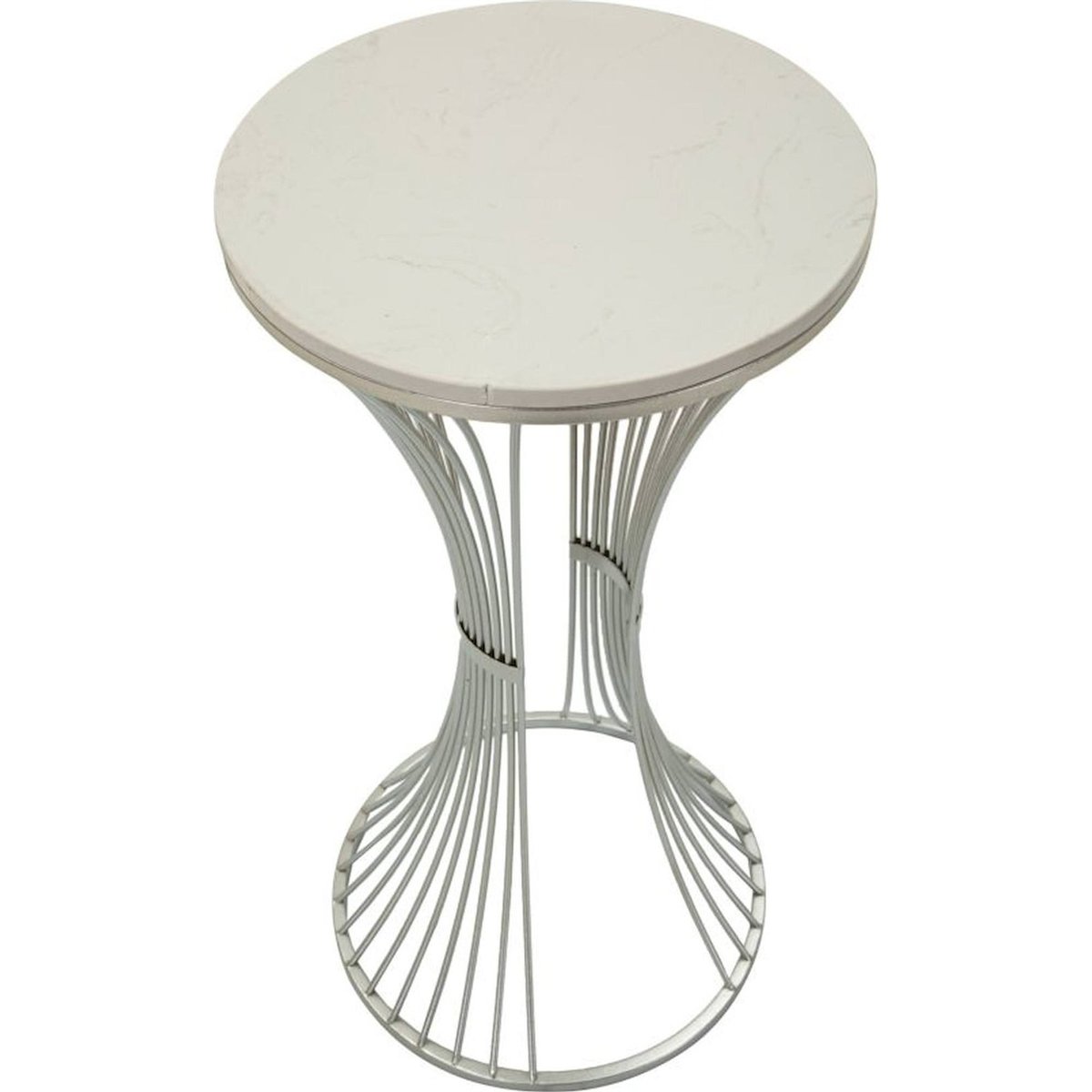 Table d'appoint marbre et fer GLAM argenté et marbre blanc, RECOLLECTION