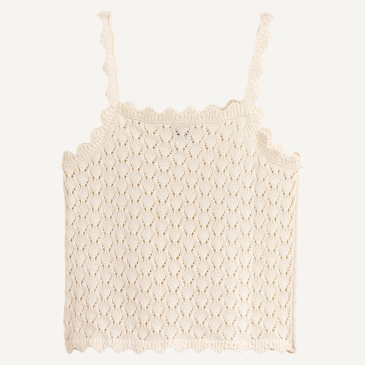 Tanktop in ajourtricot met fijne schouderbandjes ecru, LA REDOUTE COLLECTIONS