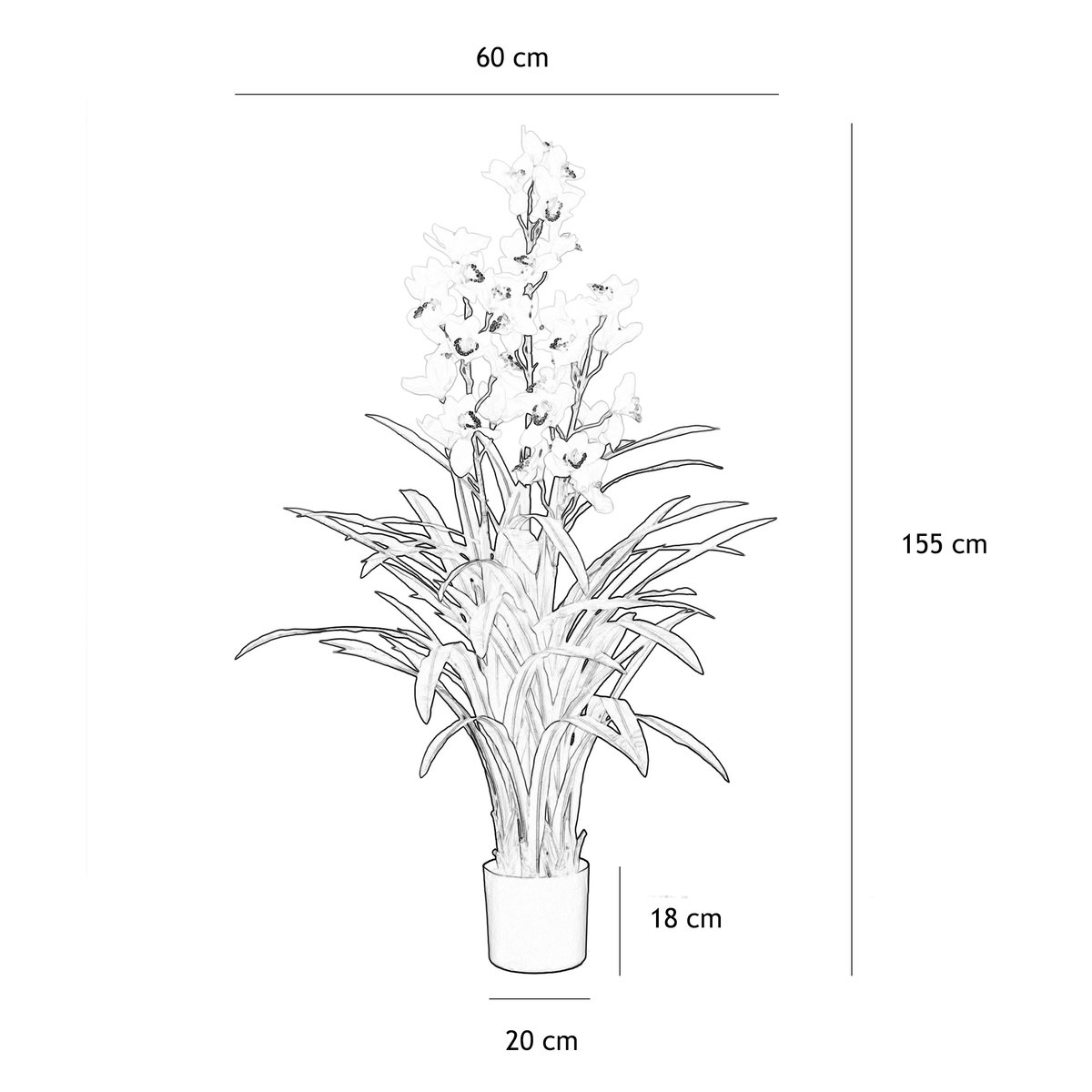 Cymbidium artificiel 155cm blanc, LIGNE DECO
