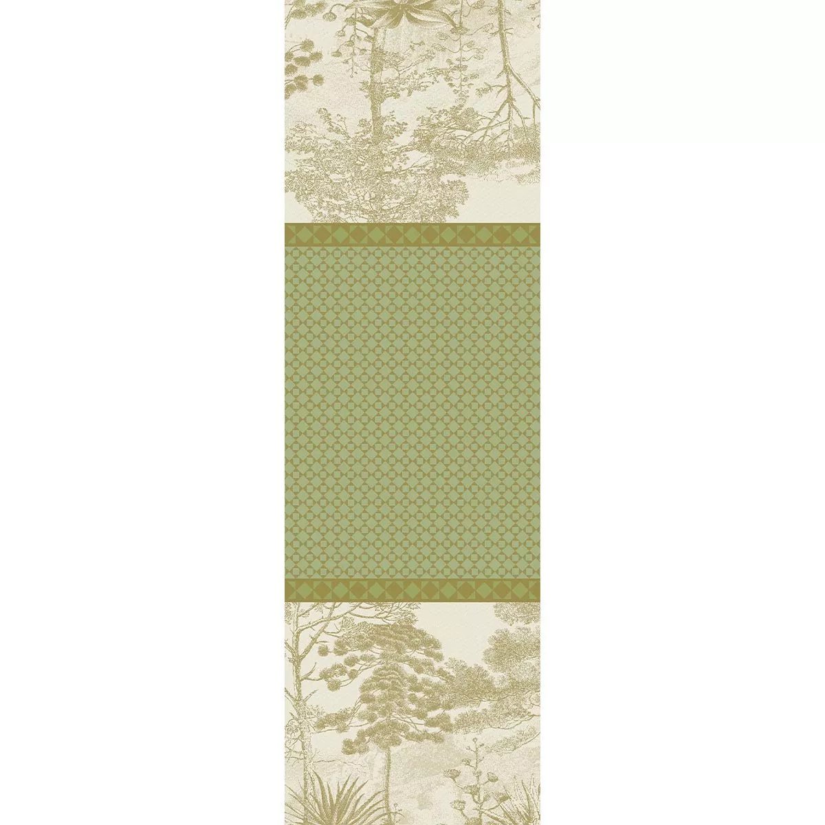 Chemin de table pur coton antitache LE SUD vert, GARNIER THIEBAUT