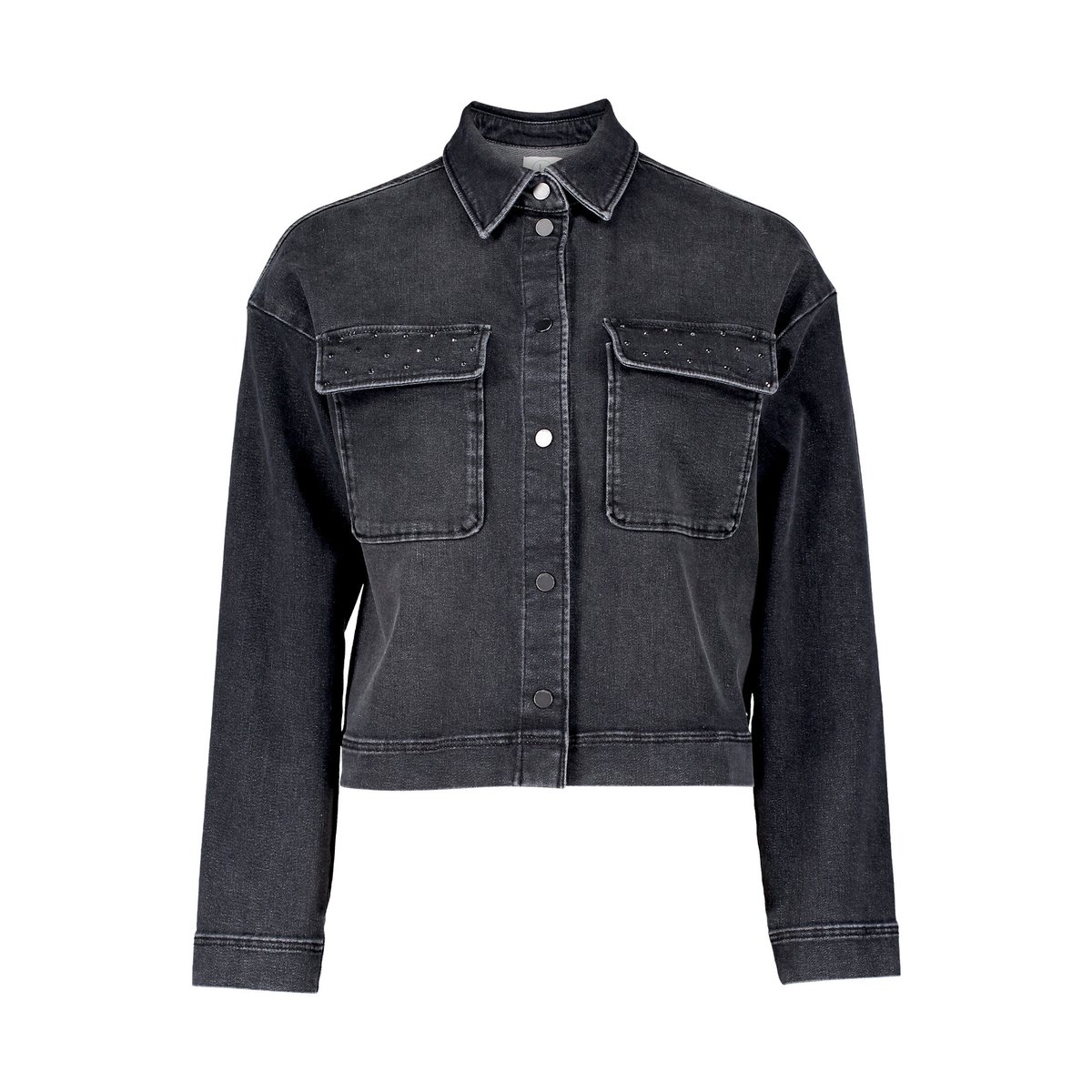 Veste en jean à poches plaquées dark grey denim, BETTY & CO