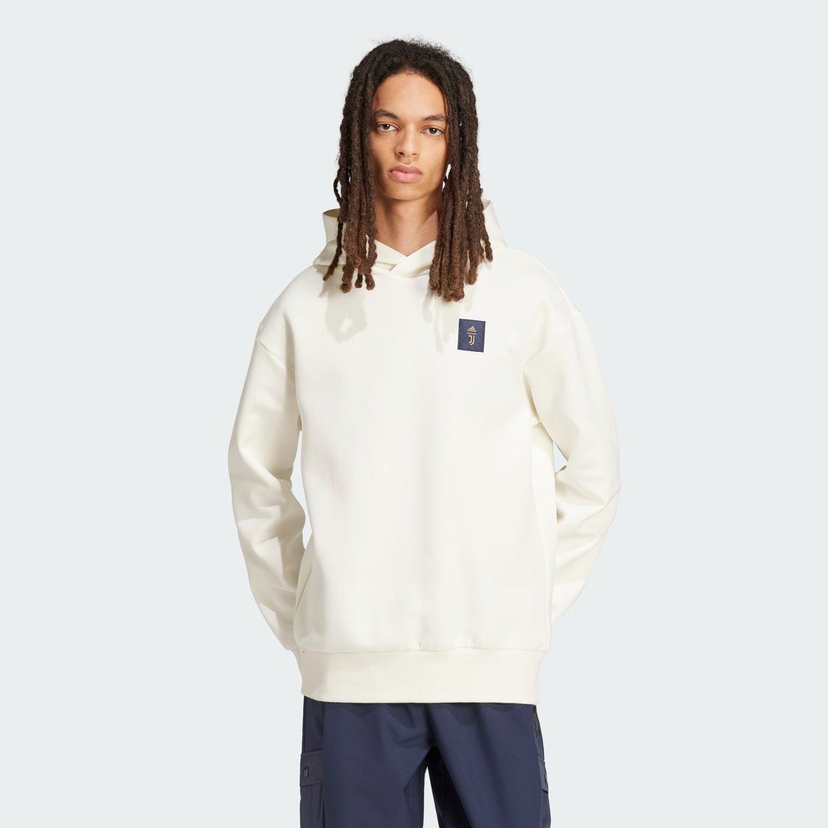 Sweat-shirt à capuche en maille double Juventus Seasonal off white, adidas Performance