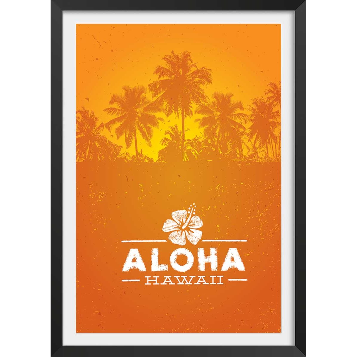Affiche aloha hawaï affiche + cadre en bois - noir, HEXOA